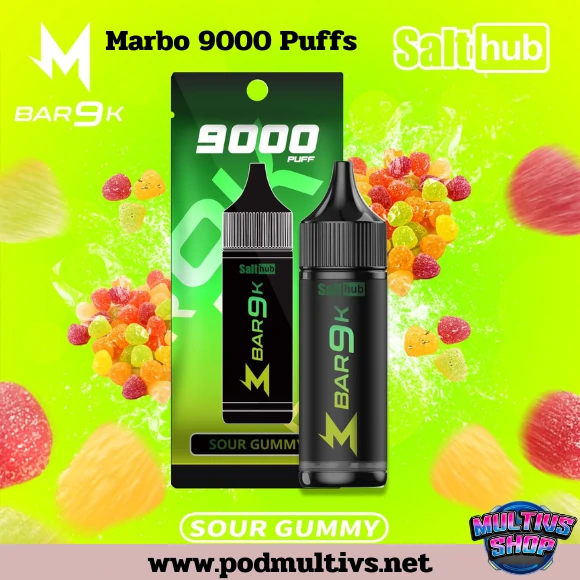 Marbo Bar 9000 Puffs Sour Gummy ลูกอมน้ำเขียว